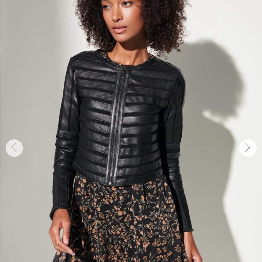 Overland Lambskin Cropped Leather Jacket NWT